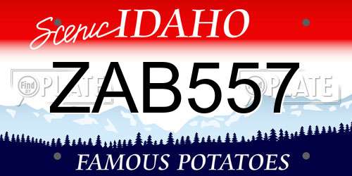 ZAB557 Idaho License Plate