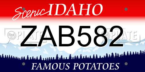 ZAB582 Idaho License Plate