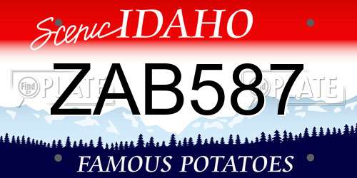 ZAB587 Idaho License Plate