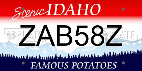 ZAB58Z Idaho License Plate