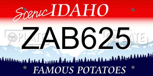 ZAB625 Idaho License Plate