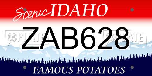 ZAB628 Idaho License Plate