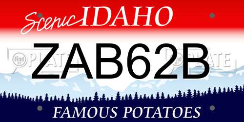 ZAB62B Idaho License Plate