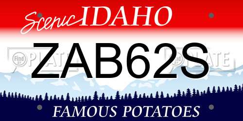 ZAB62S Idaho License Plate