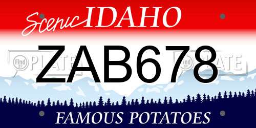 ZAB678 Idaho License Plate