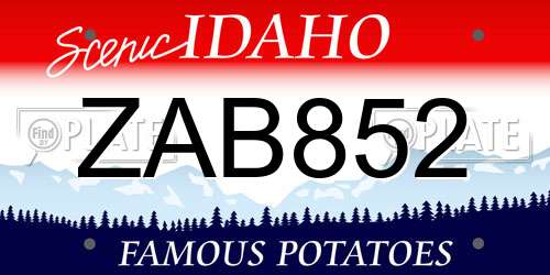 ZAB852 Idaho License Plate