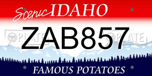 ZAB857 Idaho License Plate