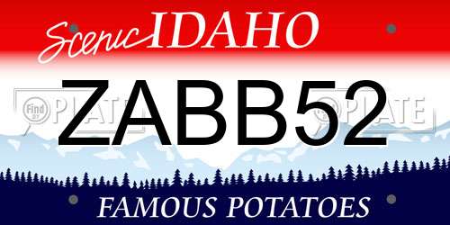ZABB52 Idaho License Plate