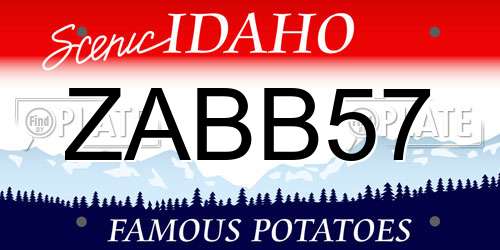 ZABB57 Idaho License Plate