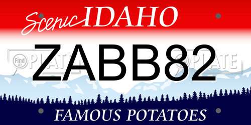 ZABB82 Idaho License Plate