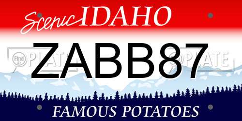 ZABB87 Idaho License Plate