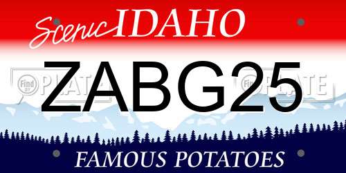 ZABG25 Idaho License Plate