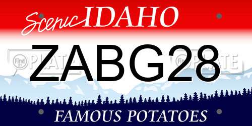 ZABG28 Idaho License Plate
