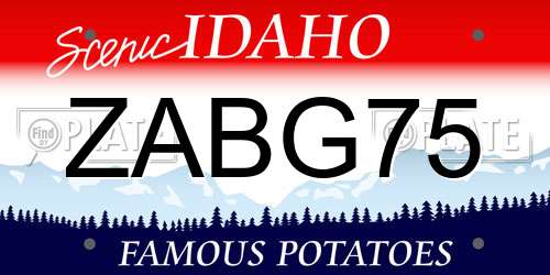 ZABG75 Idaho License Plate