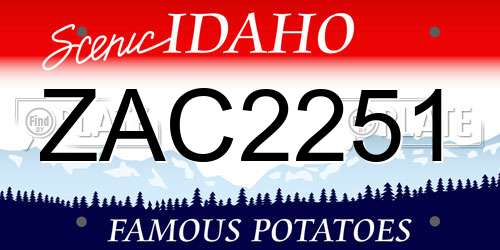 ZAC2251 Idaho License Plate
