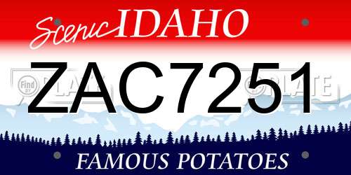 ZAC7251 Idaho License Plate