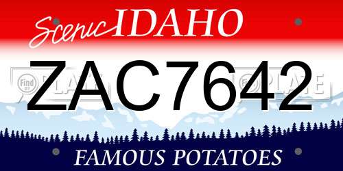 ZAC7642 Idaho License Plate