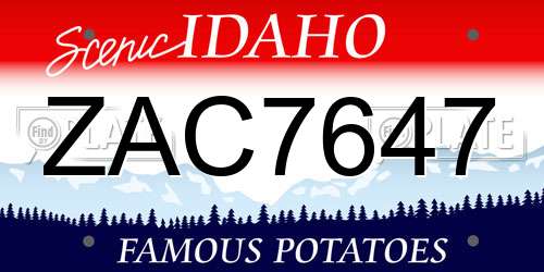 ZAC7647 Idaho License Plate