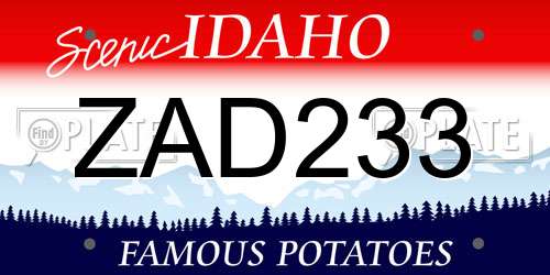 ZAD233 Idaho License Plate