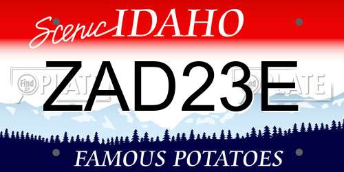 ZAD23E Idaho License Plate
