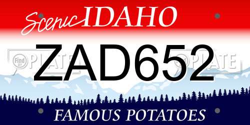 ZAD652 Idaho License Plate
