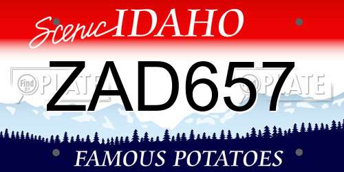 ZAD657 Idaho License Plate