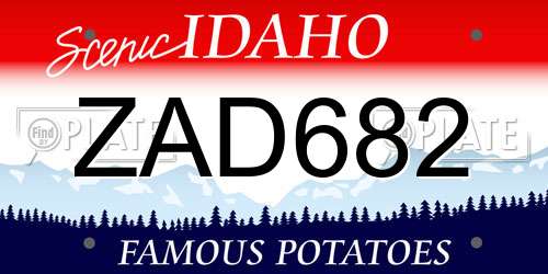 ZAD682 Idaho License Plate