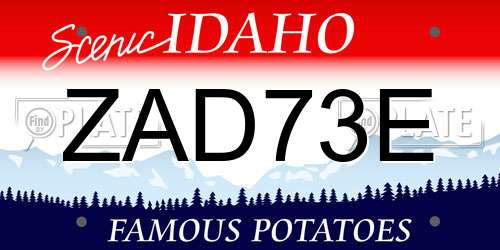 ZAD73E Idaho License Plate