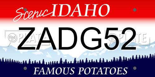 ZADG52 Idaho License Plate