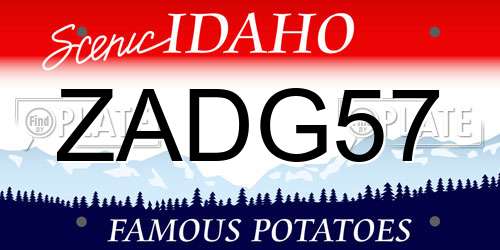 ZADG57 Idaho License Plate