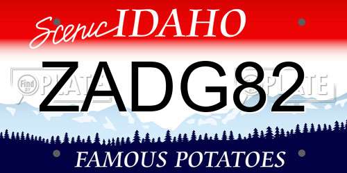 ZADG82 Idaho License Plate