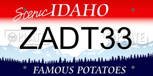 ZADT33 Idaho License Plate