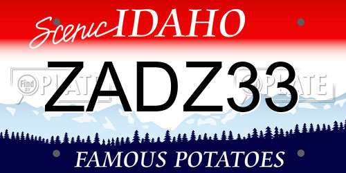 ZADZ33 Idaho License Plate