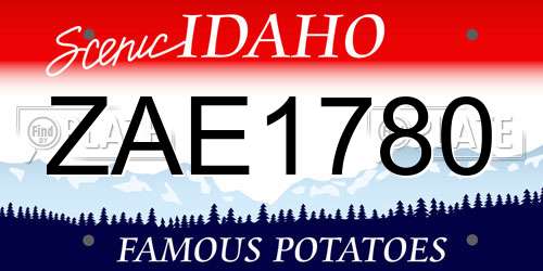 ZAE1780 Idaho License Plate