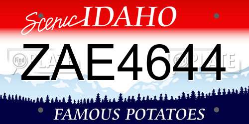 ZAE4644 Idaho License Plate