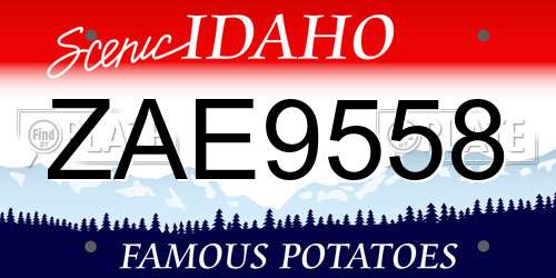 ZAE9558 Idaho License Plate