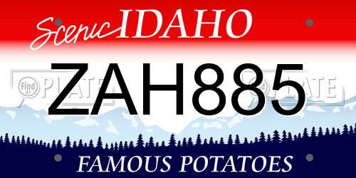 ZAH885 Idaho License Plate