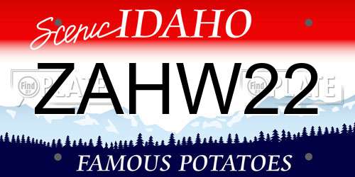 ZAHW22 Idaho License Plate