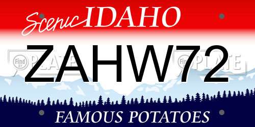ZAHW72 Idaho License Plate