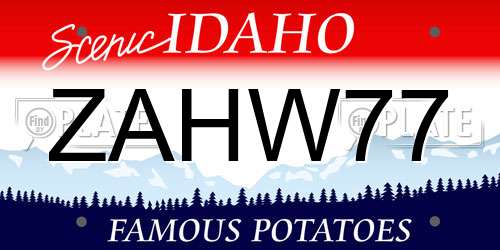 ZAHW77 Idaho License Plate