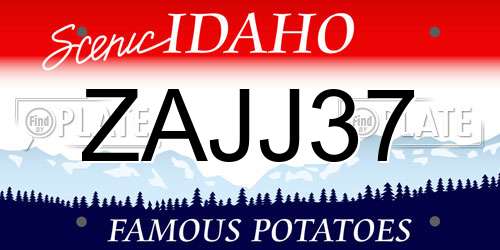 ZAJJ37 Idaho License Plate