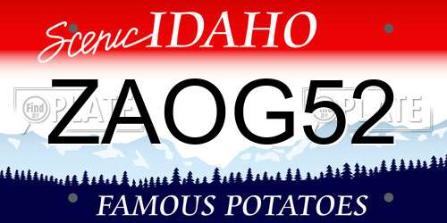 ZAOG52 Idaho License Plate