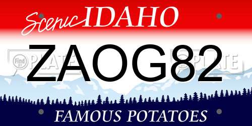 ZAOG82 Idaho License Plate