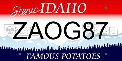 ZAOG87 Idaho License Plate