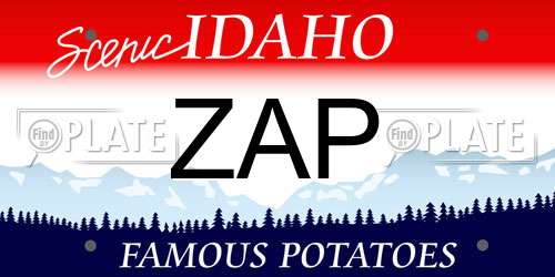 ZAP Idaho License Plate