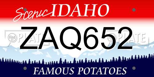 ZAQ652 Idaho License Plate
