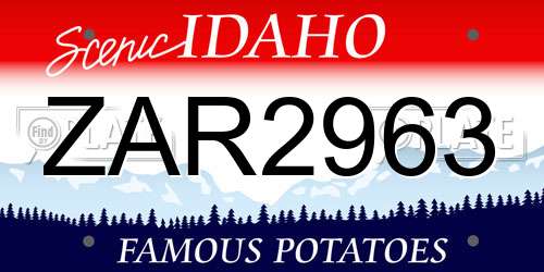 ZAR2963 Idaho License Plate