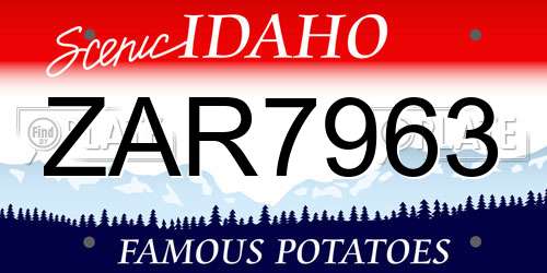 ZAR7963 Idaho License Plate