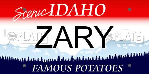 ZARY Idaho License Plate