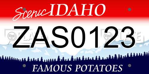 ZAS0123 Idaho License Plate